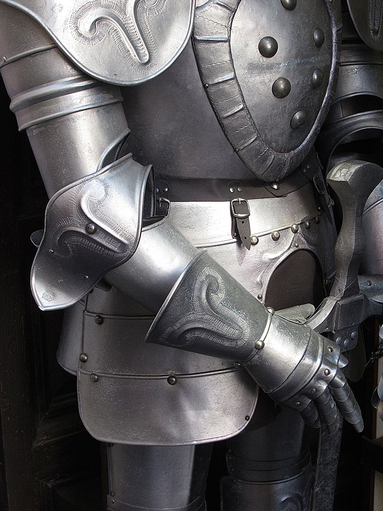 Shining armor in Mont Saint-Michel on the Normandy coast of France